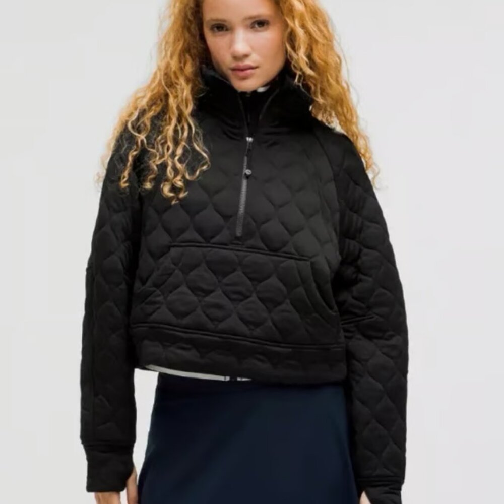 Lululemon Women's Black Scuba Oversized Quilted Pullover Puffer Jacket Size XS/S